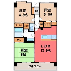 宇都宮駅東口駅 徒歩19分 1階の物件間取画像